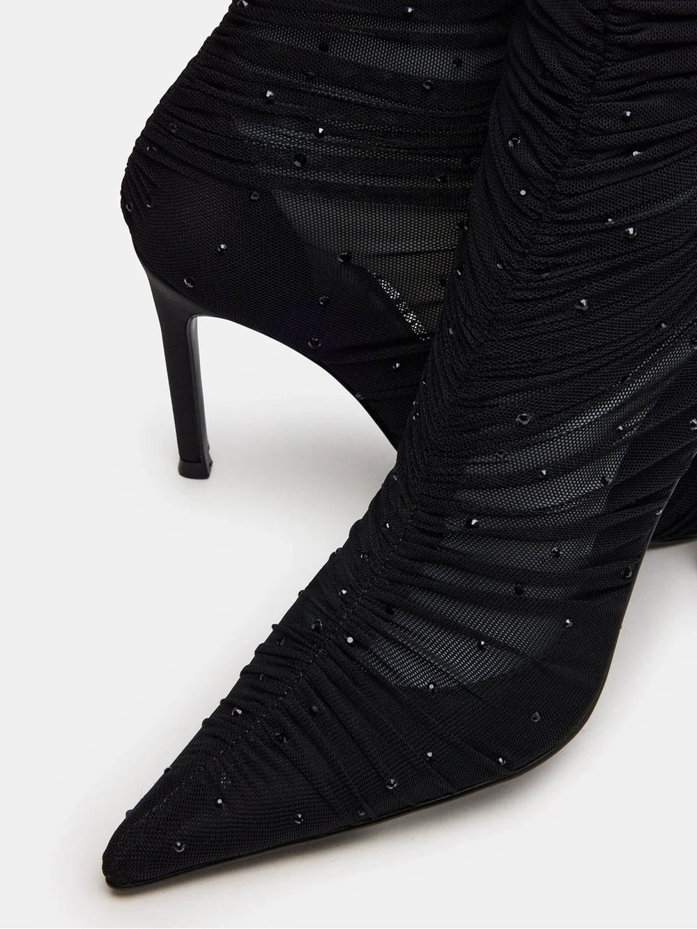 Steve Madden Black Ruched Over-the-Knee Rhinestone Stiletto Boots